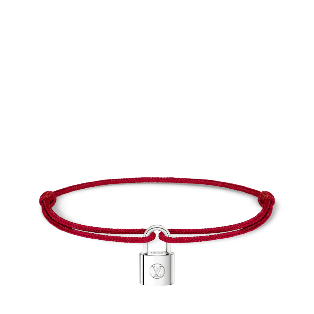 Silver Lockit Bracelet, Sterling Silver and Red Polyester Cord